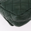 CHANEL Chain Matelasse 25 Shoulder Bag Caviar Skin Green CC Auth 184818SAV-17