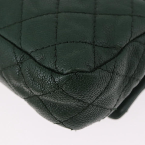 CHANEL Chain Matelasse 25 Shoulder Bag Caviar Skin Green CC Auth 184818SAV
