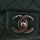 CHANEL Chain Matelasse 25 Shoulder Bag Caviar Skin Green CC Auth 184818SAV-19