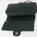 CHANEL Chain Matelasse 25 Shoulder Bag Caviar Skin Green CC Auth 184818SAV-20