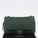 CHANEL Chain Matelasse 25 Shoulder Bag Caviar Skin Green CC Auth 184818SAV-12
