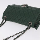 CHANEL Chain Matelasse 25 Shoulder Bag Caviar Skin Green CC Auth 184818SAV-6