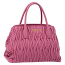 Miu Miu Matelasse Hand Bag Leather Pink Gold Auth 184819A-1