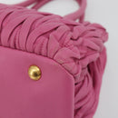 Miu Miu Matelasse Hand Bag Leather Pink Gold Auth 184819A-10