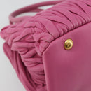 Miu Miu Matelasse Hand Bag Leather Pink Gold Auth 184819A-13