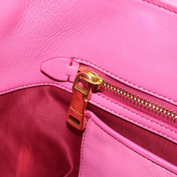 Miu Miu Matelasse Hand Bag Leather Pink Gold Auth 184819A