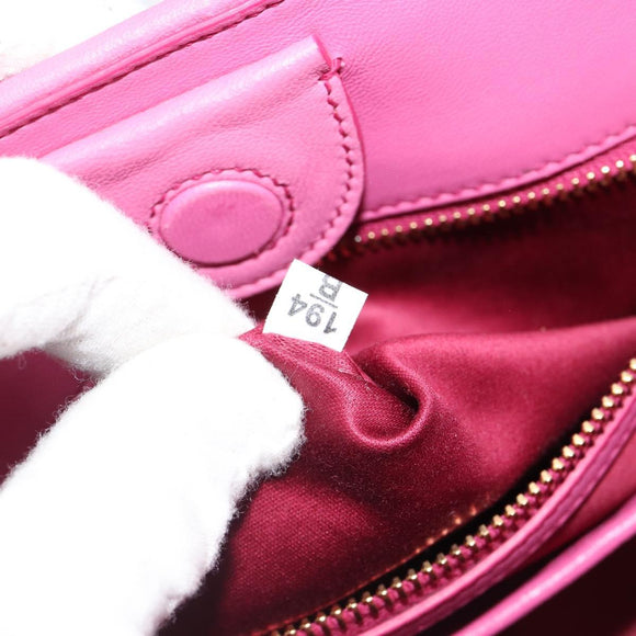 Miu Miu Matelasse Hand Bag Leather Pink Gold Auth 184819A