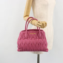 Miu Miu Matelasse Hand Bag Leather Pink Gold Auth 184819A-26