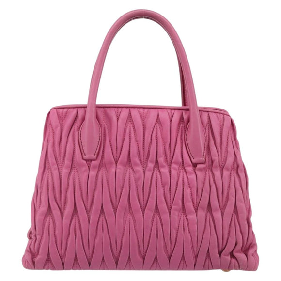 Miu Miu Matelasse Hand Bag Leather Pink Gold Auth 184819A
