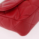 CHANEL Mini Matelasse 17 Chain Shoulder Bag Lamb Skin Red Gold CC Auth 184820SM-10