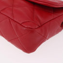 CHANEL Mini Matelasse 17 Chain Shoulder Bag Lamb Skin Red Gold CC Auth 184820SM-11