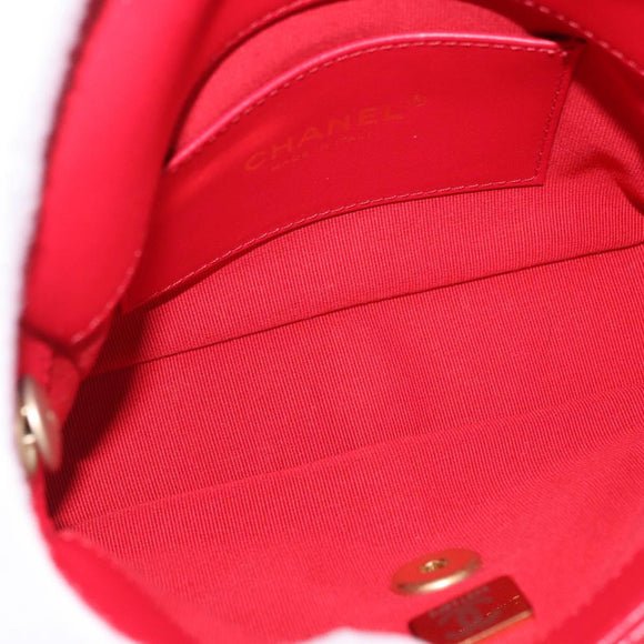 CHANEL Mini Matelasse 17 Chain Shoulder Bag Lamb Skin Red Gold CC Auth 184820SM