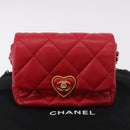 CHANEL Mini Matelasse 17 Chain Shoulder Bag Lamb Skin Red Gold CC Auth 184820SM-24