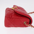 CHANEL Mini Matelasse 17 Chain Shoulder Bag Lamb Skin Red Gold CC Auth 184820SM-4