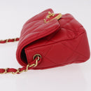 CHANEL Mini Matelasse 17 Chain Shoulder Bag Lamb Skin Red Gold CC Auth 184820SM-5