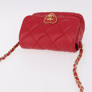 CHANEL Mini Matelasse 17 Chain Shoulder Bag Lamb Skin Red Gold CC Auth 184820SM-6