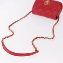 CHANEL Mini Matelasse 17 Chain Shoulder Bag Lamb Skin Red Gold CC Auth 184820SM-7
