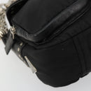 PRADA Chain Shoulder Bag Leather Black Silver Auth 184821V-11