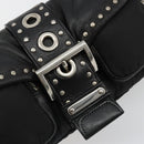 PRADA Chain Shoulder Bag Leather Black Silver Auth 184821V-15