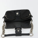 PRADA Chain Shoulder Bag Leather Black Silver Auth 184821V-16