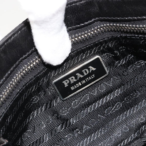 PRADA Chain Shoulder Bag Leather Black Silver Auth 184821V