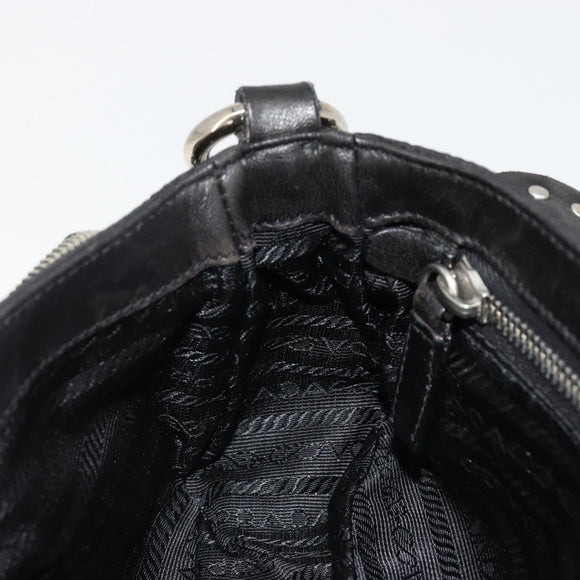 PRADA Chain Shoulder Bag Leather Black Silver Auth 184821V