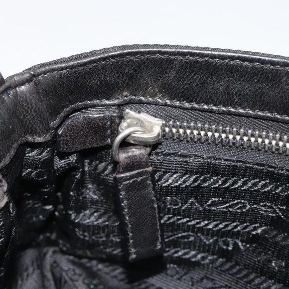 PRADA Chain Shoulder Bag Leather Black Silver Auth 184821V