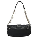 PRADA Chain Shoulder Bag Leather Black Silver Auth 184821V-3