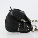 PRADA Chain Shoulder Bag Leather Black Silver Auth 184821V-4