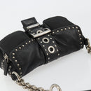 PRADA Chain Shoulder Bag Leather Black Silver Auth 184821V-6