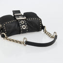 PRADA Chain Shoulder Bag Leather Black Silver Auth 184821V-7