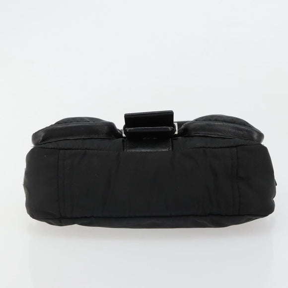 PRADA Chain Shoulder Bag Leather Black Silver Auth 184821V