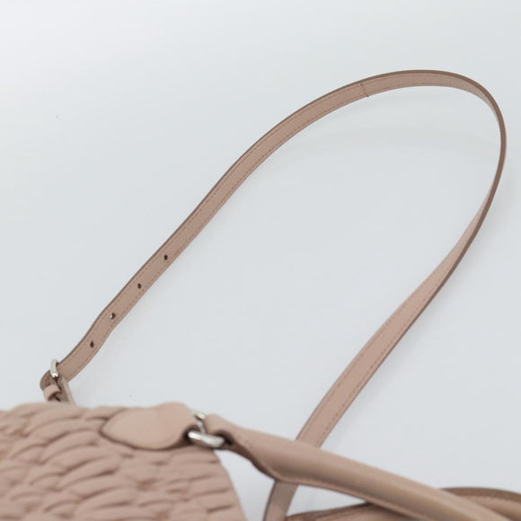 Miu Miu Matelasse Hand Bag Leather 2way Pink Silver Auth 184822SAM