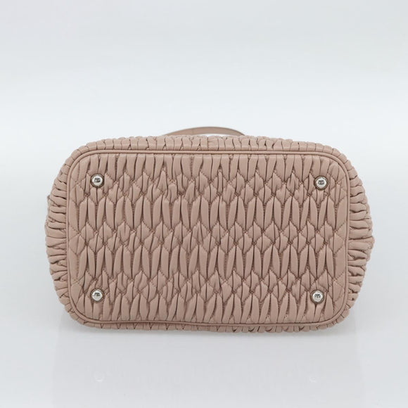 Miu Miu Matelasse Hand Bag Leather 2way Pink Silver Auth 184822SAM