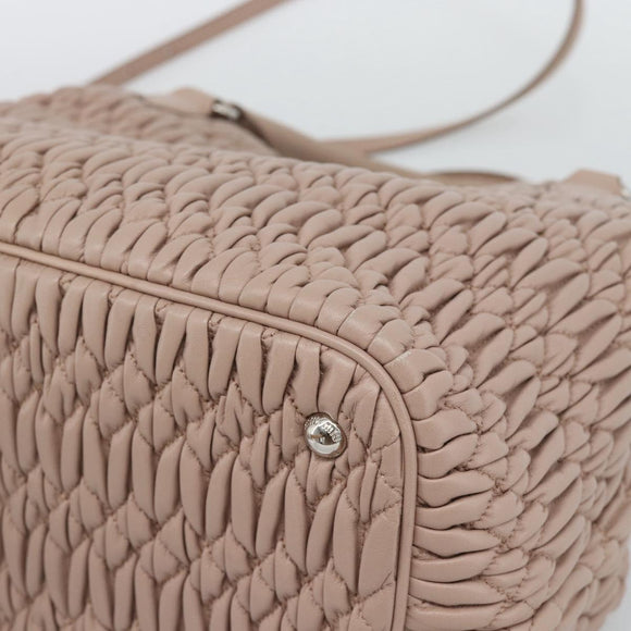 Miu Miu Matelasse Hand Bag Leather 2way Pink Silver Auth 184822SAM