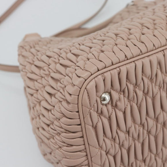 Miu Miu Matelasse Hand Bag Leather 2way Pink Silver Auth 184822SAM