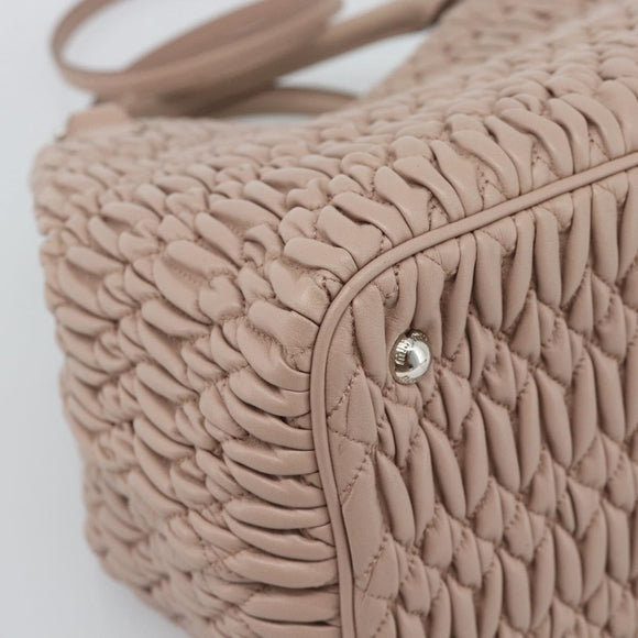 Miu Miu Matelasse Hand Bag Leather 2way Pink Silver Auth 184822SAM