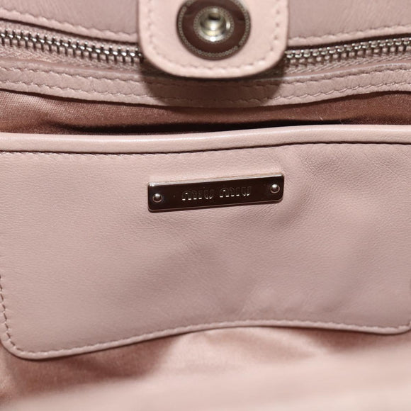 Miu Miu Matelasse Hand Bag Leather 2way Pink Silver Auth 184822SAM