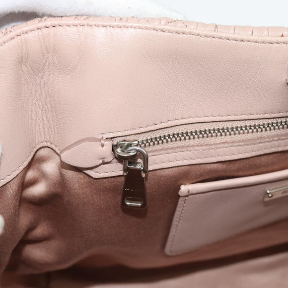Miu Miu Matelasse Hand Bag Leather 2way Pink Silver Auth 184822SAM