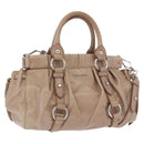 Miu Miu Hand Bag Leather 2way Beige Silver Auth 184823SAM-1