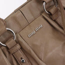 Miu Miu Hand Bag Leather 2way Beige Silver Auth 184823SAM-20