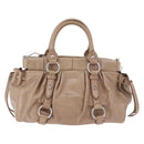 Miu Miu Hand Bag Leather 2way Beige Silver Auth 184823SAM-2