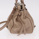Miu Miu Hand Bag Leather 2way Beige Silver Auth 184823SAM-4