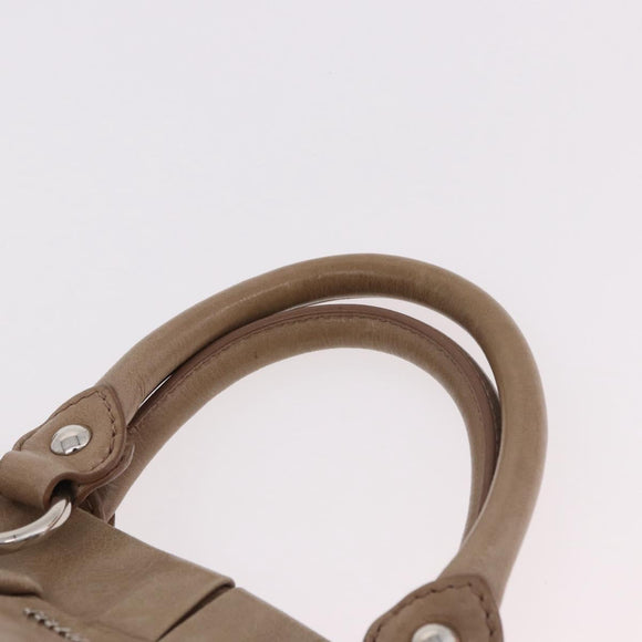 Miu Miu Hand Bag Leather 2way Beige Silver Auth 184823SAM