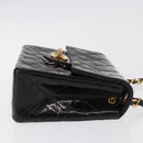 CHANEL Mini Matelasse 17 Chain Bag Patent leather Black Gold CC Auth 184825V-4
