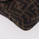 FENDI Zucca Canvas Mamma Baguette Shoulder Bag Black Brown Auth 184826M-15
