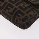 FENDI Zucca Canvas Mamma Baguette Shoulder Bag Black Brown Auth 184826M-16