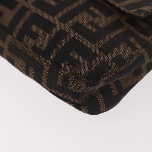 FENDI Zucca Canvas Mamma Baguette Shoulder Bag Black Brown Auth 184826M