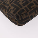 FENDI Zucca Canvas Mamma Baguette Shoulder Bag Black Brown Auth 184826M-17