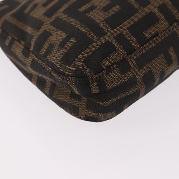 FENDI Zucca Canvas Mamma Baguette Shoulder Bag Black Brown Auth 184826M